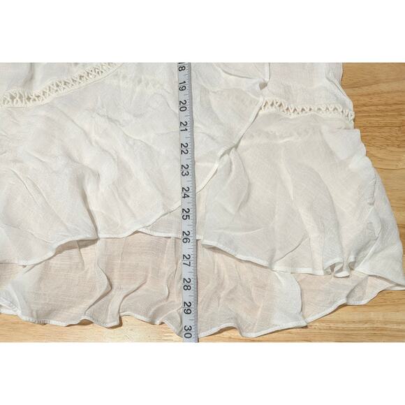 BCX Skirt Size Medium Off White Gauze Ruffle Faux Wrap Boho Summer Lined Midi - Picture 3 of 10